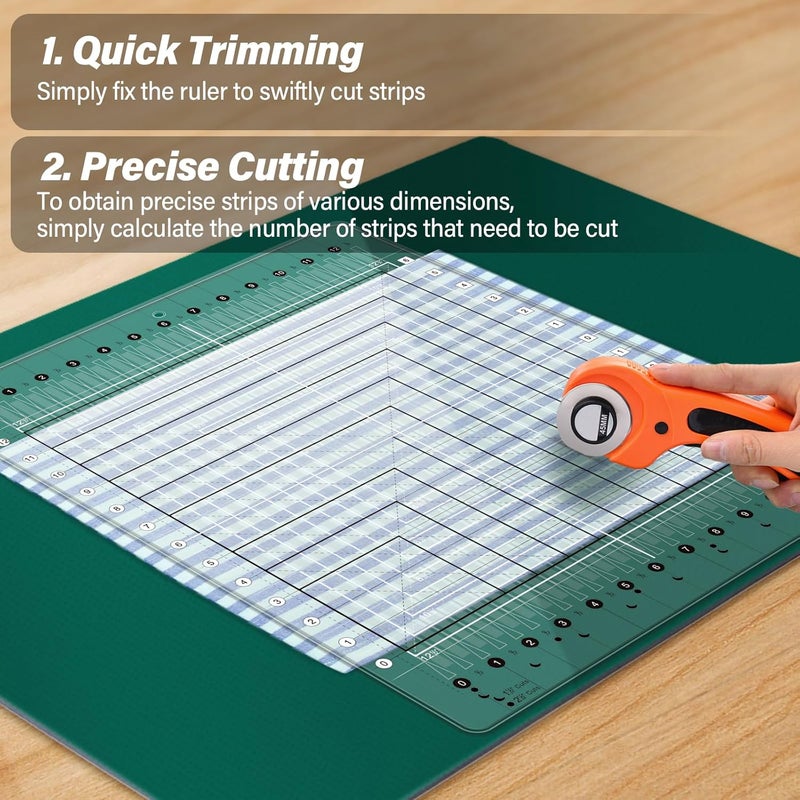 LuxLoome Quilting Ruler,14.5 * 17.75",Slotted Patchwork Ruler & Template,Non-Slip Grip Acrylic Fabric Strip Cutting, Sewing, Crafting - Image 2